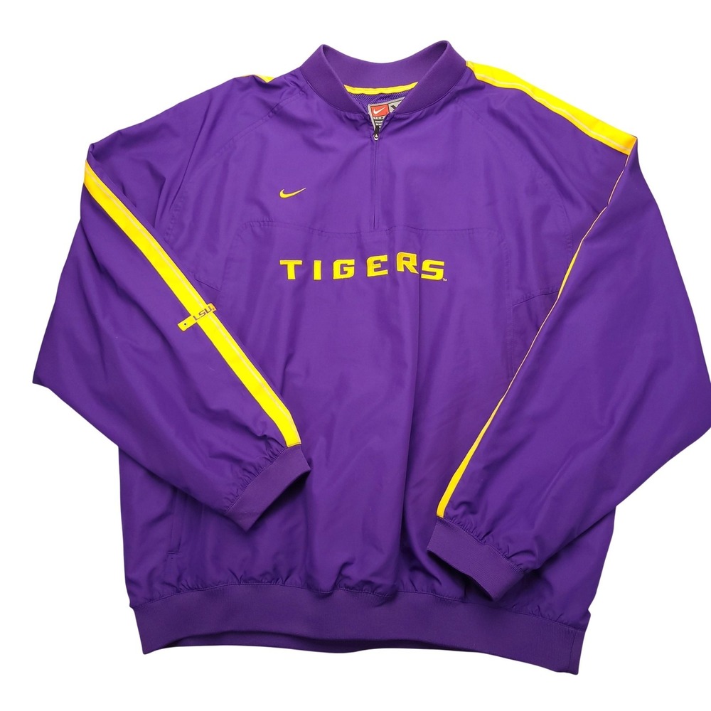 LSU Tigers Jacket Mens 2XL‎ Purple NCAA Football Nike Quarter Zip Pullover